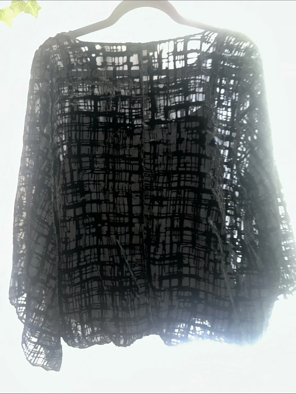 Alfani Black Sheer Grid-Print Blouse - Picture 8 of 8